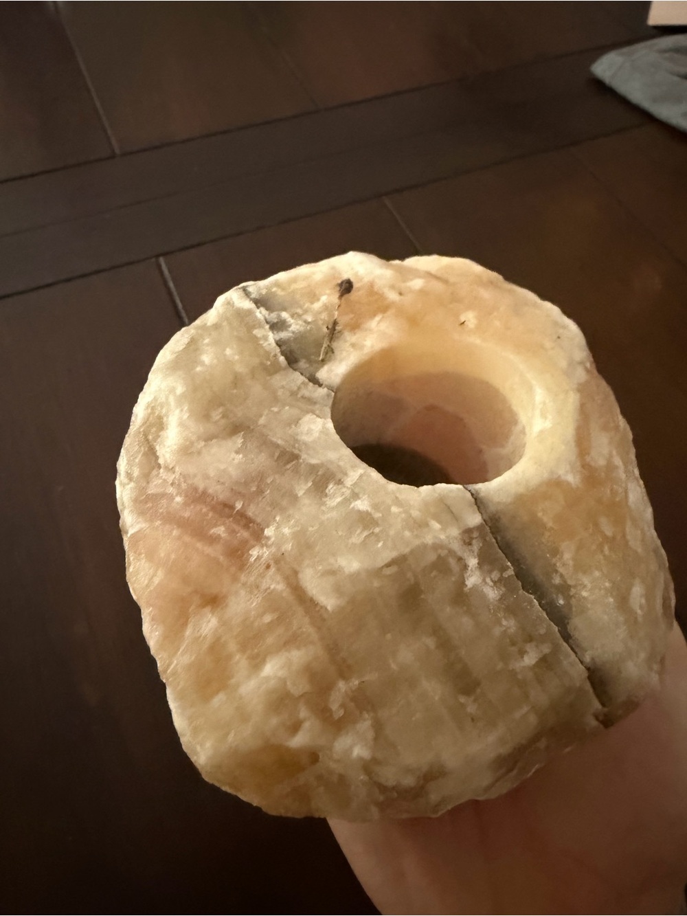 Natural orange/peach calcite Tea Light Holder